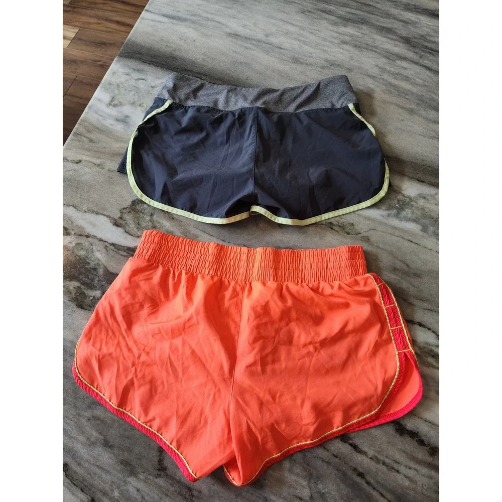 Hind Womens Running Shorts Lot of 2 Neon Orange Grey Size Medium Athletic Gym